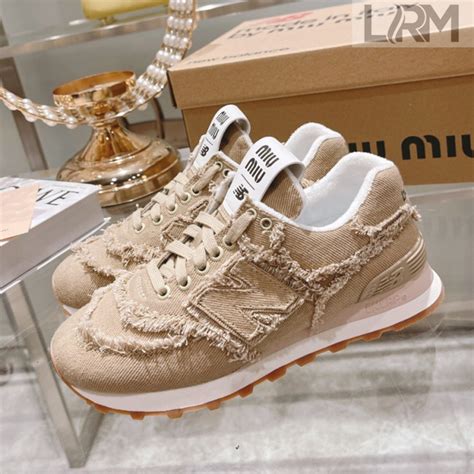 574 new balance x miu miu denim sneakers|miu new balance shoes.